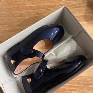 Venettini Navy Patent Mary Jane with Gold Heart Accent